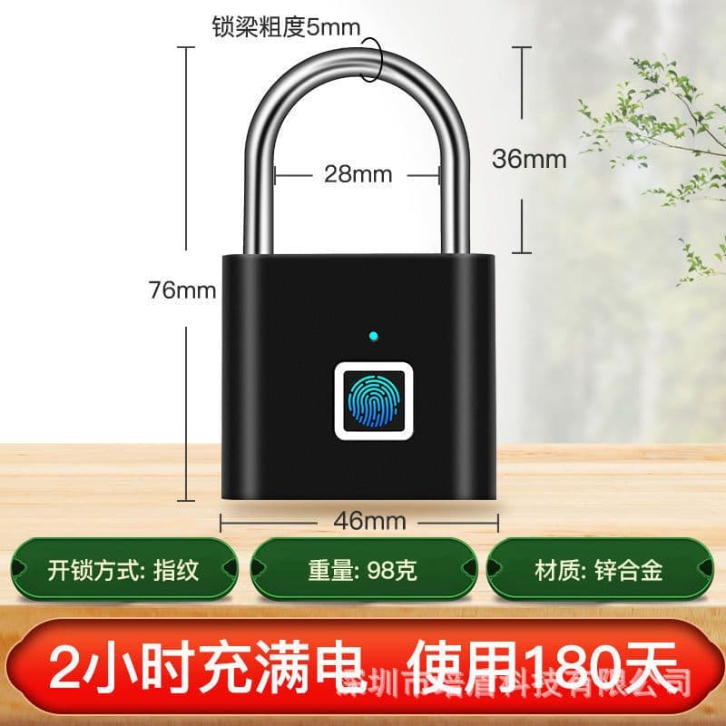 image-Shield SY11 Fingerprint Padlock Waterproof Zinc Alloy Lock