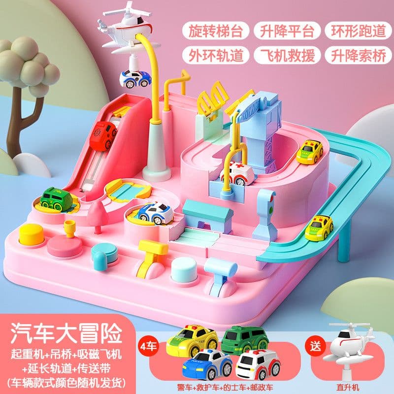 image-SNAEN Rail Car Adventure Track Set with 5 Vehicles for Kids 4-6