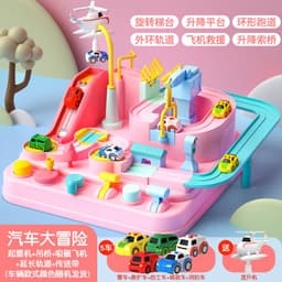 image-SNAEN Rail Car Adventure Track Set with 5 Vehicles for Kids 4-6