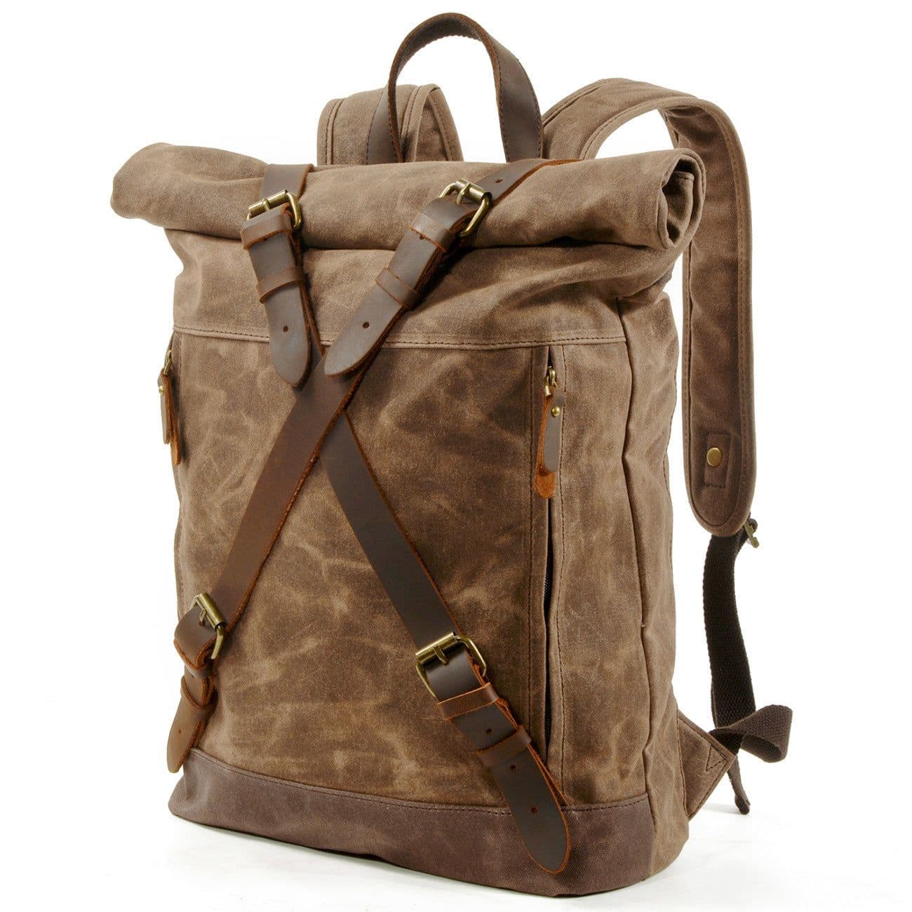 image-MUCHUAN Canvas Backpack Men's 20-35L Waterproof Travel Hiking Bag