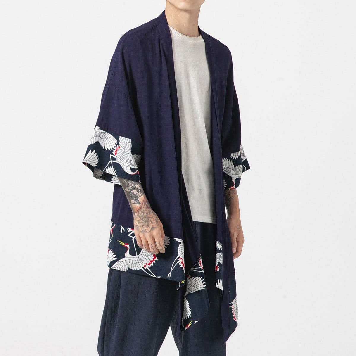 image-Men's Chinese Style Hanfu Tang Suit Kimono Robe Summer Sunscreen Cloak
