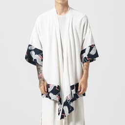image-Men's Chinese Style Hanfu Tang Suit Kimono Robe Summer Sunscreen Cloak