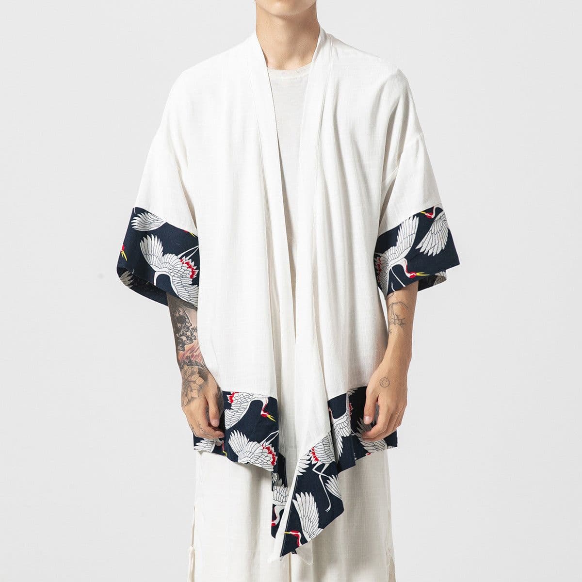 image-Men's Chinese Style Hanfu Tang Suit Kimono Robe Summer Sunscreen Cloak