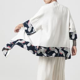 image-Men's Chinese Style Hanfu Tang Suit Kimono Robe Summer Sunscreen Cloak