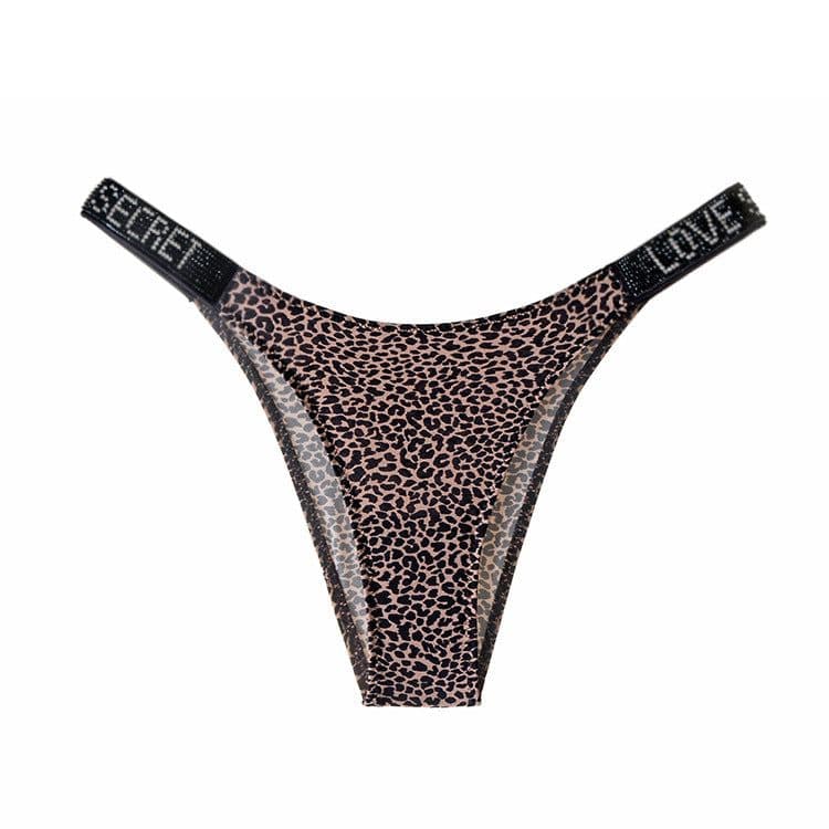 image-Rhinestone Bikini Bottom with High Cut Design for Women