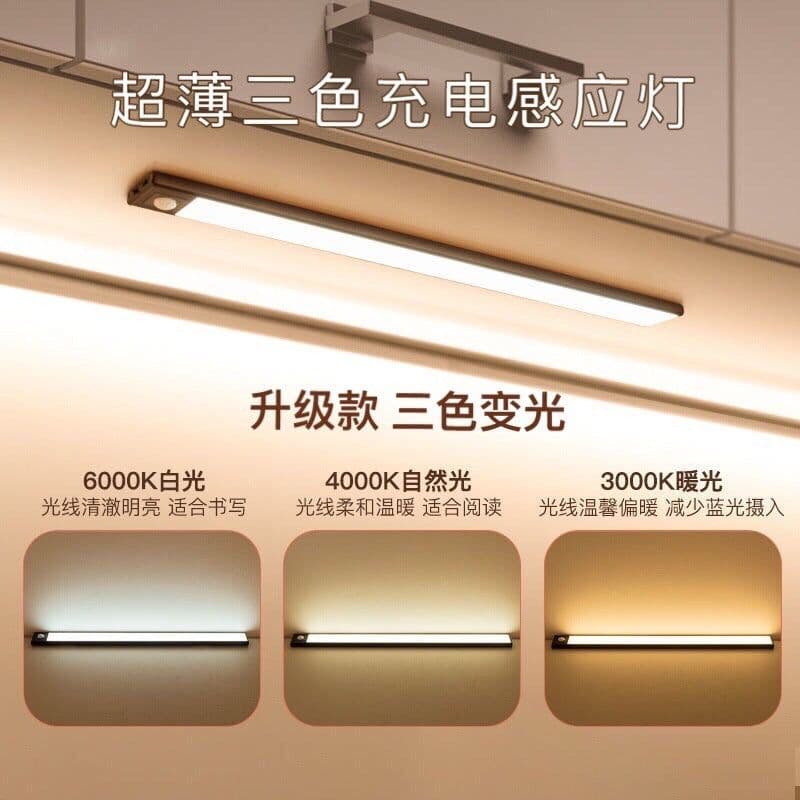 image-LED Motion Sensor Cabinet Light Bar 80CM Wireless Rechargeable Tri-Color