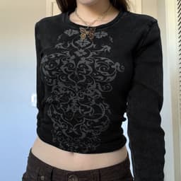 image-Women's Long Sleeve Pullover T-Shirt Brown Slim Fit Crew Neck