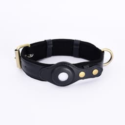 image-Apple AirTag Dog Collar Case Brown Leather Pet Tracker Holder