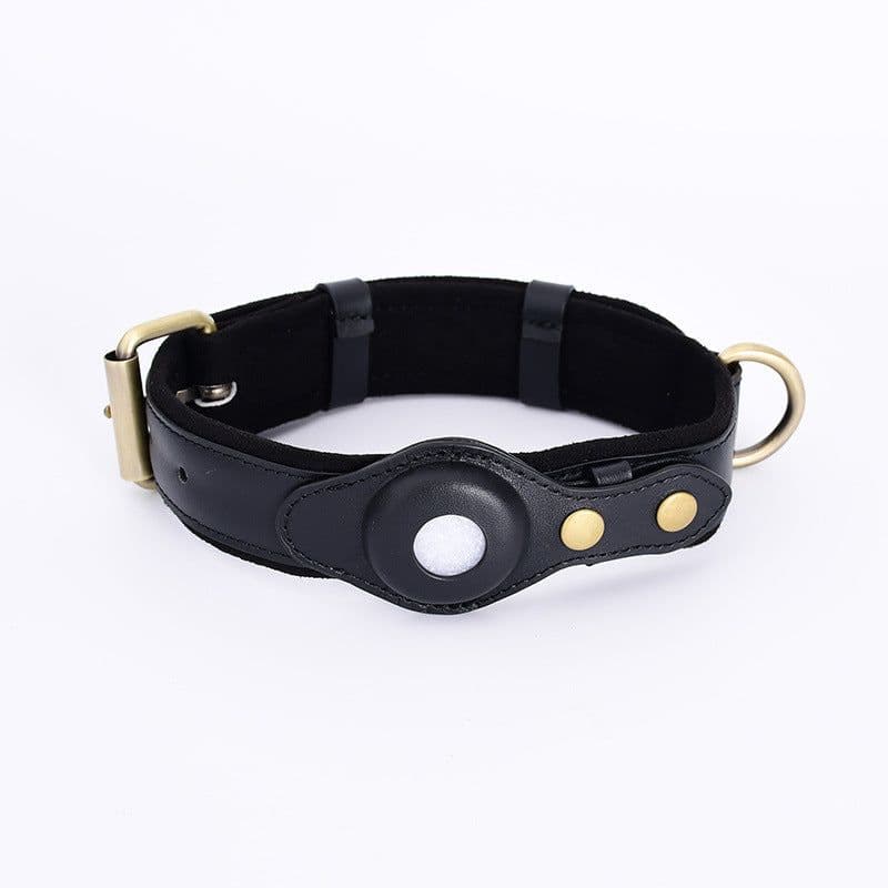 image-Apple AirTag Dog Collar Case Brown Leather Pet Tracker Holder