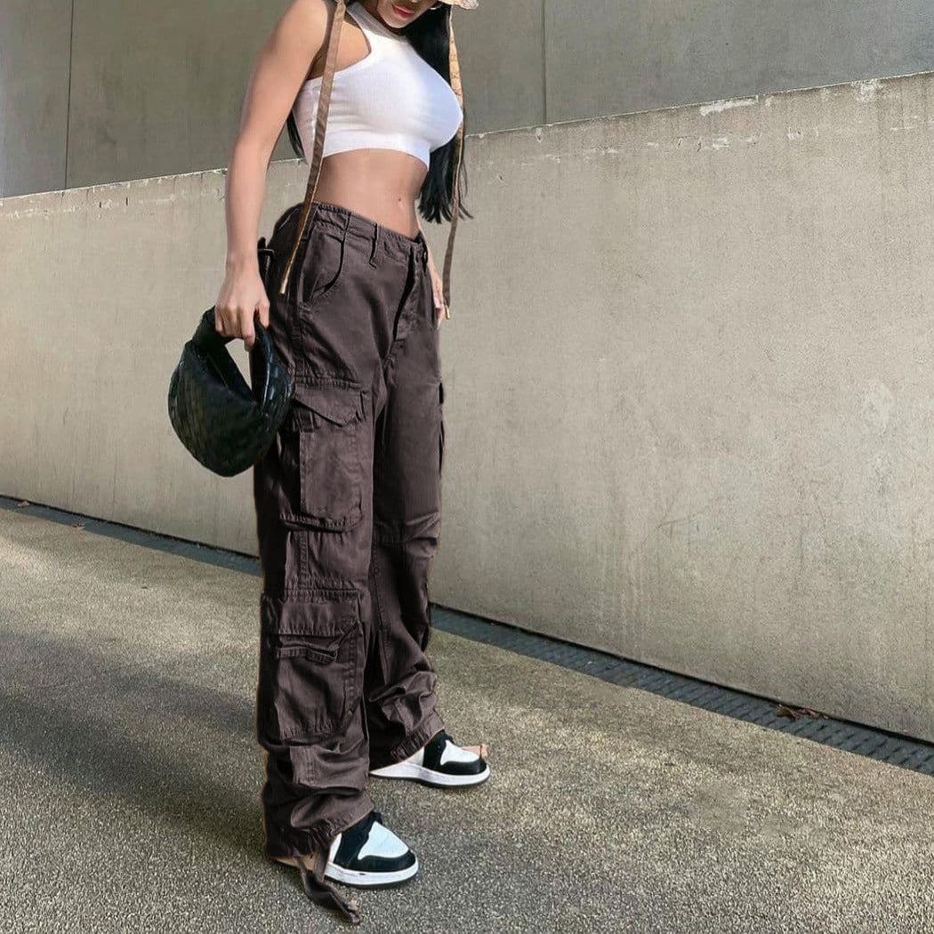 image-Women's High Waist Wide Leg Straight Jeans Loose Fit Retro Trousers