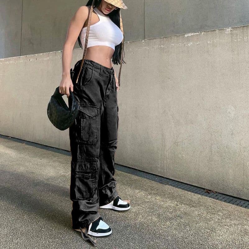 image-Women's High Waist Wide Leg Straight Jeans Loose Fit Retro Trousers