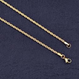 image-18K Gold Plated Twisted Rope Chain Necklace 2MM Unisex