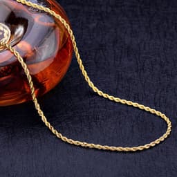 image-18K Gold Plated Twisted Rope Chain Necklace 2MM Unisex