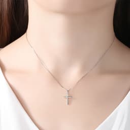 image-PAG&MAG S925 Silver Cross Pendant Necklace Women's Box Chain