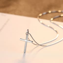 image-PAG&MAG S925 Silver Cross Pendant Necklace Women's Box Chain