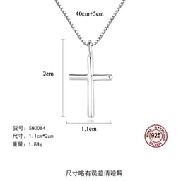 image-PAG&MAG S925 Silver Cross Pendant Necklace Women's Box Chain
