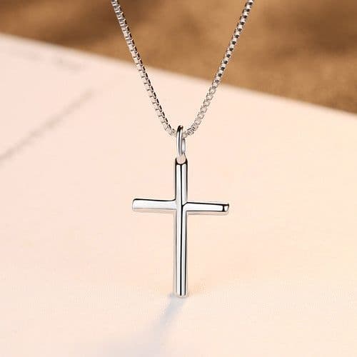 image-PAG&MAG S925 Silver Cross Pendant Necklace Women's Box Chain