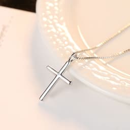 image-PAG&MAG S925 Silver Cross Pendant Necklace Women's Box Chain