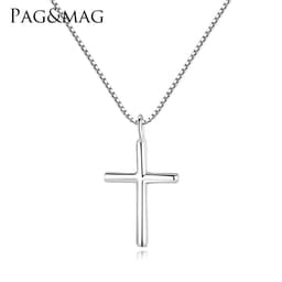 image-PAG&MAG S925 Silver Cross Pendant Necklace Women's Box Chain