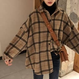 image-Women's Plaid Woolen Coat Mid-Length Thick Jacket Fall 2020