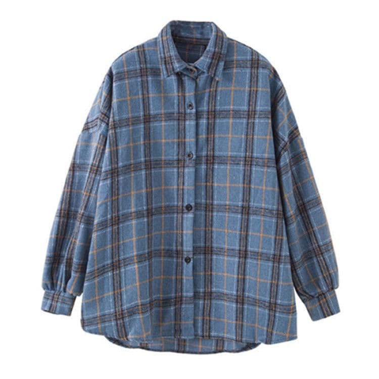 image-Women's Plaid Woolen Coat Mid-Length Thick Jacket Fall 2020