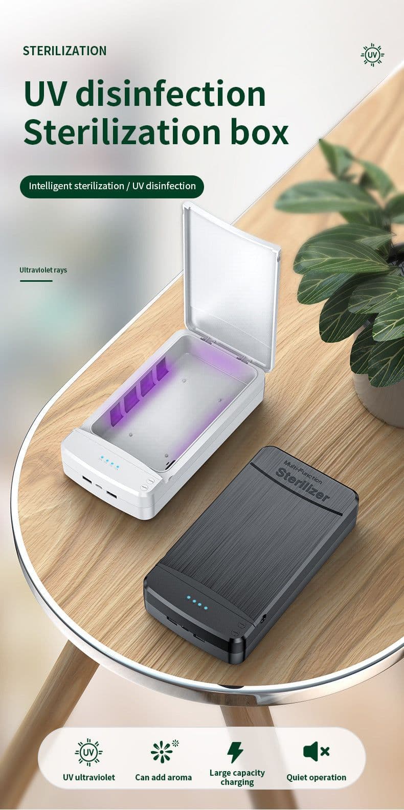 image-UV Sterilizer Box with Wireless Charging for Phone & Jewelry