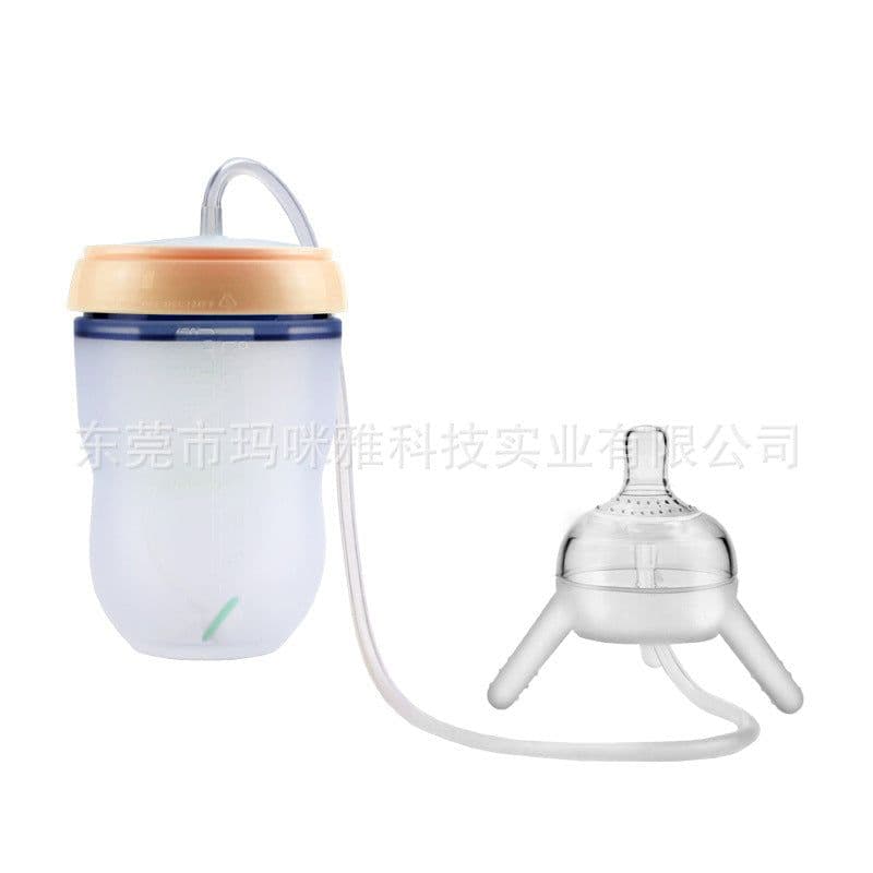 image-mumiy 250ml Wide Neck Silicone Baby Bottle with Straw Green