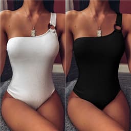 image-CLOUD ON THE SUN Women's One Shoulder Solid Color One-Piece Swimsuit 9336