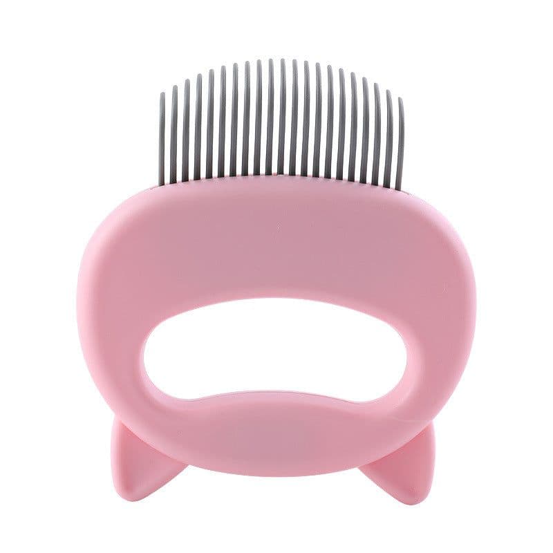 image-enoug Cat Comb with Cat Ear Shell Design L-Shaped Pet Grooming Brush
