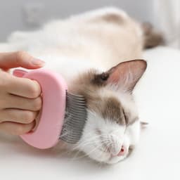 image-enoug Cat Comb with Cat Ear Shell Design L-Shaped Pet Grooming Brush