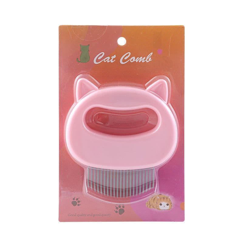 image-enoug Cat Comb with Cat Ear Shell Design L-Shaped Pet Grooming Brush