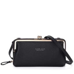 image-Women's PU Leather Crossbody Phone Wallet Bag with Card Slots Gray