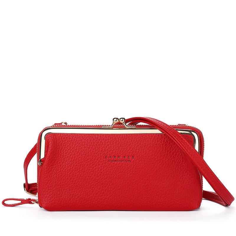 image-Women's PU Leather Crossbody Phone Wallet Bag with Card Slots Gray