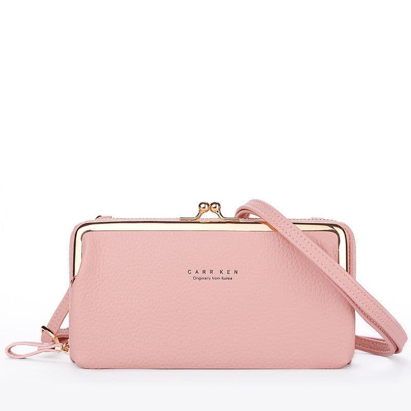 image-Women's PU Leather Crossbody Phone Wallet Bag with Card Slots Gray