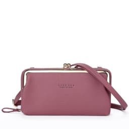 image-Women's PU Leather Crossbody Phone Wallet Bag with Card Slots Gray