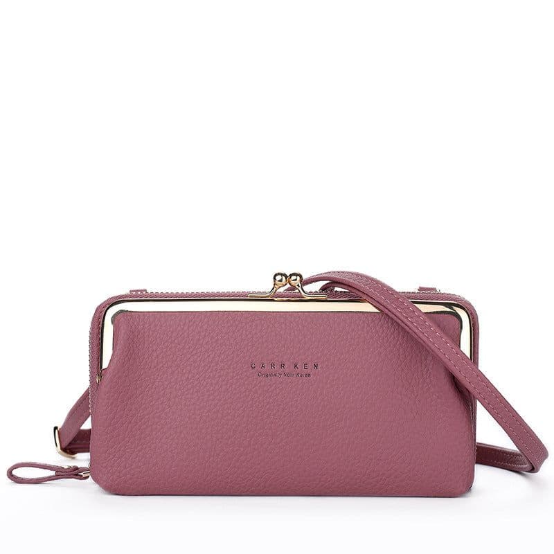 image-Women's PU Leather Crossbody Phone Wallet Bag with Card Slots Gray