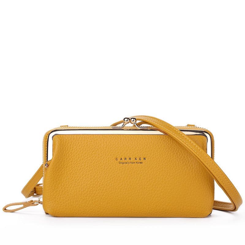 image-Women's PU Leather Crossbody Phone Wallet Bag with Card Slots Gray