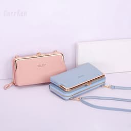 image-Women's PU Leather Crossbody Phone Wallet Bag with Card Slots Gray