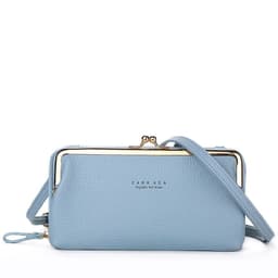 image-Women's PU Leather Crossbody Phone Wallet Bag with Card Slots Gray
