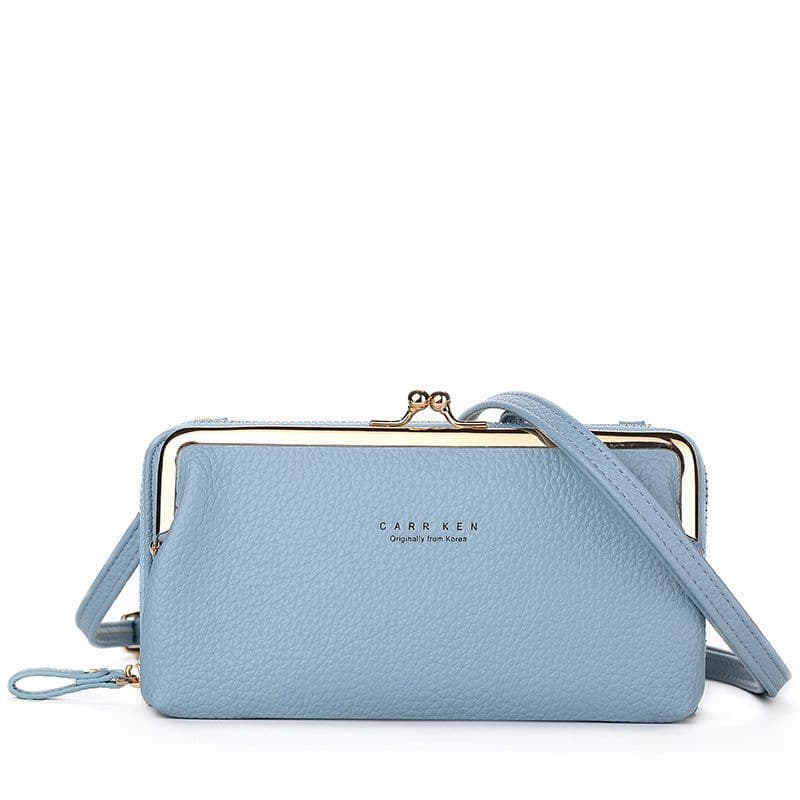 image-Women's PU Leather Crossbody Phone Wallet Bag with Card Slots Gray