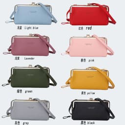 image-Women's PU Leather Crossbody Phone Wallet Bag with Card Slots Gray
