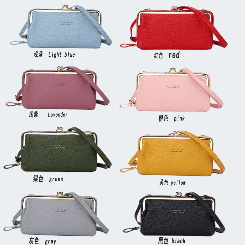 image-Women's PU Leather Crossbody Phone Wallet Bag with Card Slots Gray
