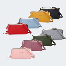image-Women's PU Leather Crossbody Phone Wallet Bag with Card Slots Gray