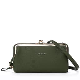 image-Women's PU Leather Crossbody Phone Wallet Bag with Card Slots Gray