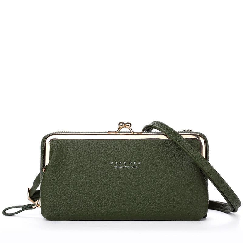 image-Women's PU Leather Crossbody Phone Wallet Bag with Card Slots Gray