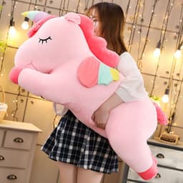 image-Unicorn Plush Toy Pillow - Pink Soft Stuffed Animal Doll
