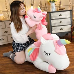 image-Unicorn Plush Toy Pillow - Pink Soft Stuffed Animal Doll