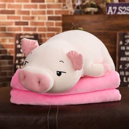image-Down Cotton Pig Plush Doll Pillow 110cm Pink Ragdoll with Blanket