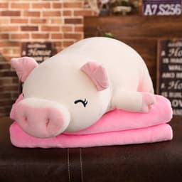 image-Down Cotton Pig Plush Doll Pillow 110cm Pink Ragdoll with Blanket