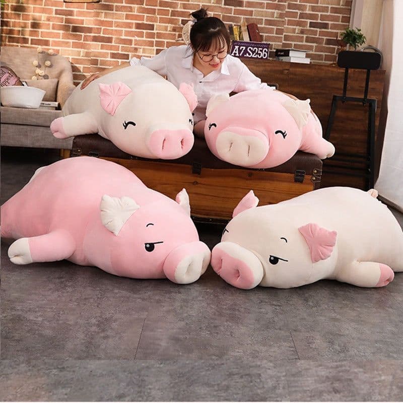 image-Down Cotton Pig Plush Doll Pillow 110cm Pink Ragdoll with Blanket